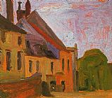 Houses Canvas Paintings - Houses on the Town Square in Klosterneuberg